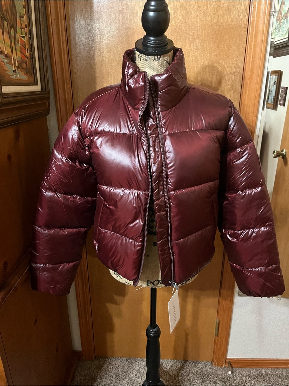 Athleta Shiny Wine Red Puffer Jacket